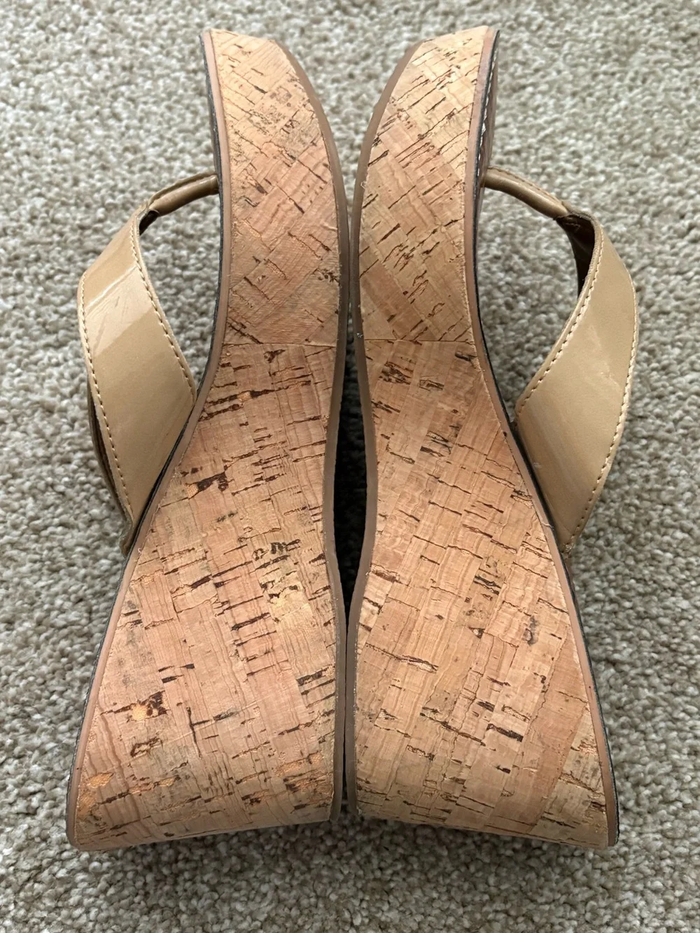 Sam Edelman ROMY Tan Cork Wedge Thong Sandals Size 6.5 EU 37 Bohemian